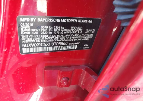 2017 BMW X3 xDrive28I из США, поврежденный, VIN 5UXWX9C5XH0T05856